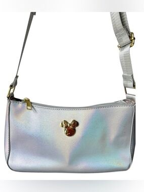 Disney 100th Minnie Mouse Pearl Iridescent Shoulder Bag Holographic Silver